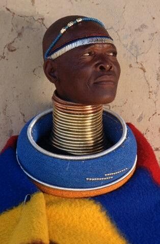 A ring to stretch the neck of a man from an African tribe